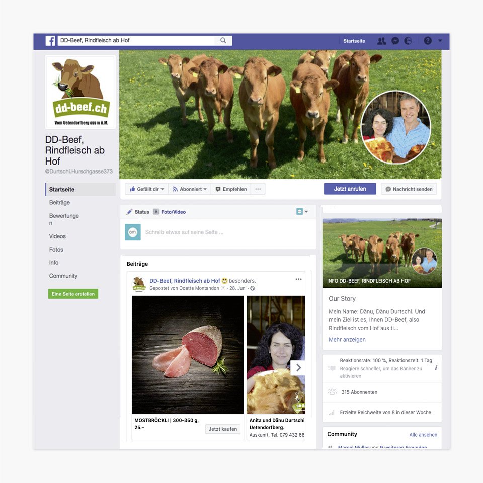 Unternehmensauftritt DD-Beef, Fleisch ab Hof