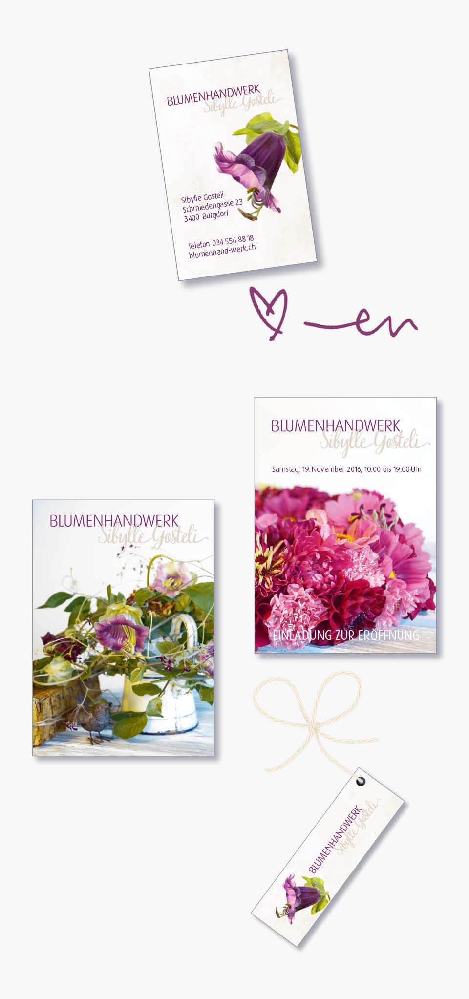 visitenkarte und Postkarte für Floristin