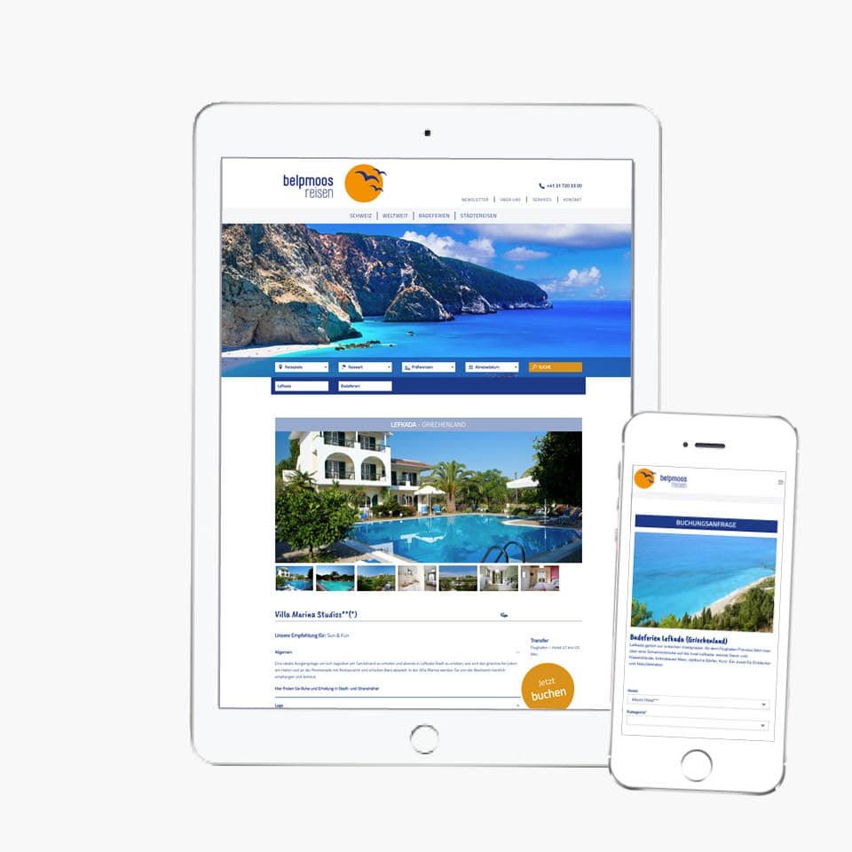 Webdesign ipad Belpmoos-Reisen